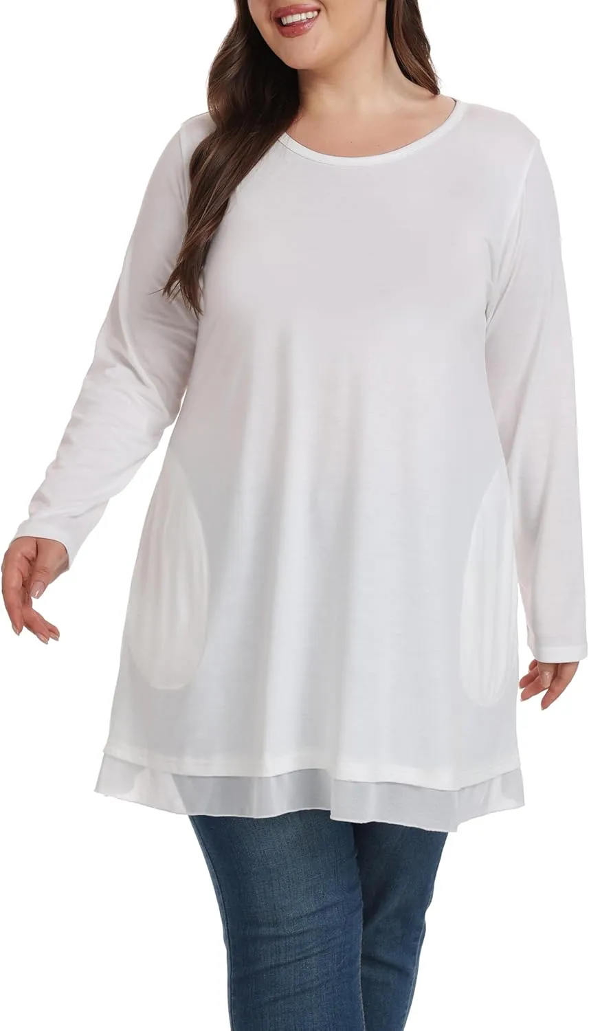 Shiaili Heather Plus Size Tunic Tops for Women Long Flowy Shirts for Leggings