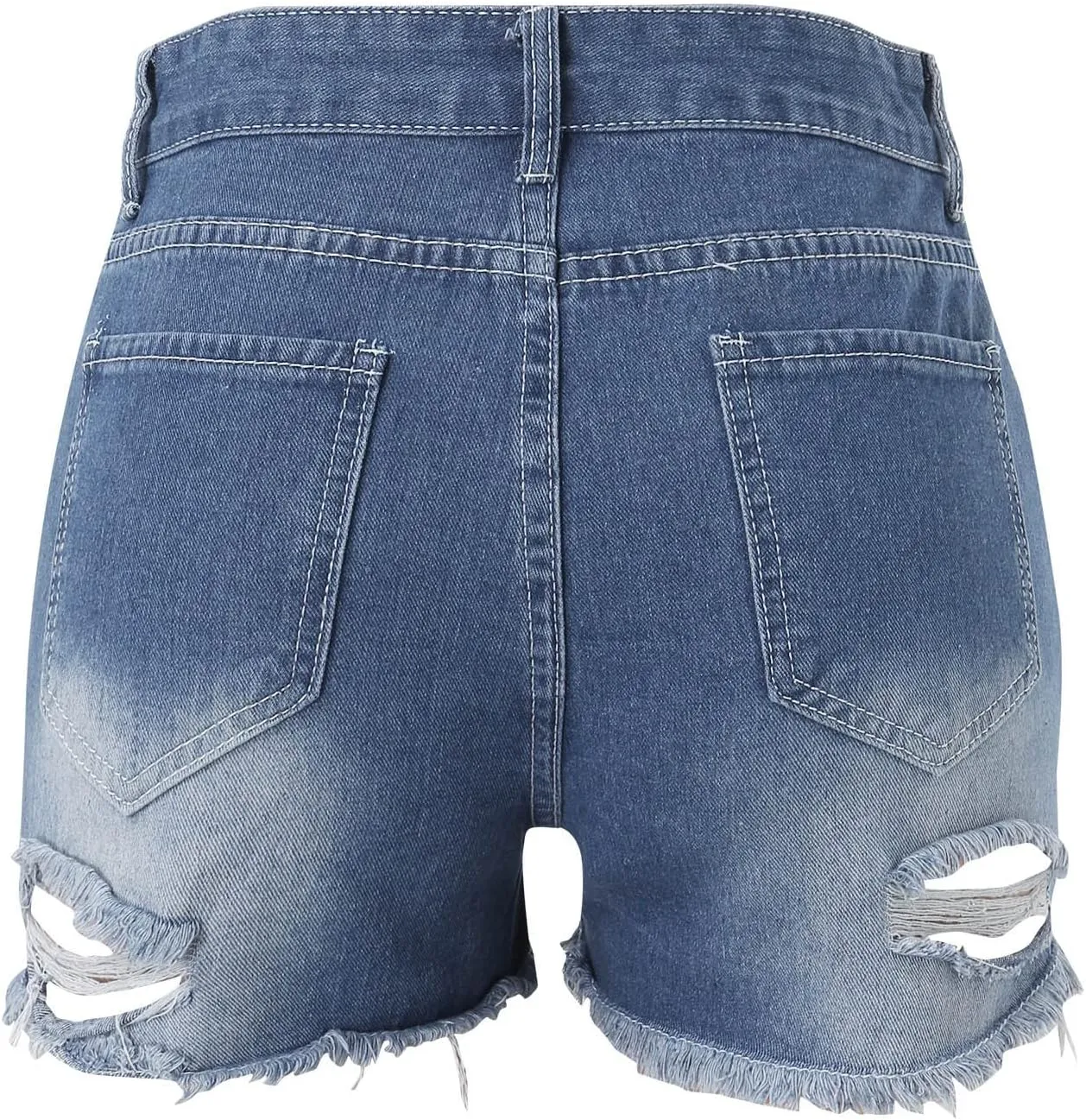Shorts for Women Denim High Waisted Lightweight Trendy Ripped Distressed Denim Short Pants Elastic Waist Comfy Shorts