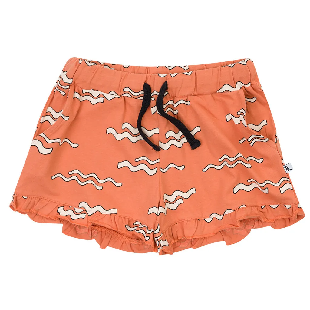 Shorts Ruffle Waves Orange