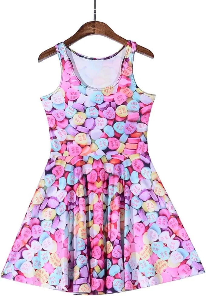 Sister Amy Women's Printed Elastic Sleeveless Breathable Camisole Skater Dress