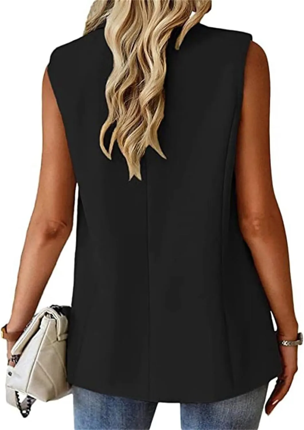 Sleeveless Blazer Vest for Women Spring 2025 Fashion Casual Lightweight Open Front Work Office Blazer Jackets with Pockets
