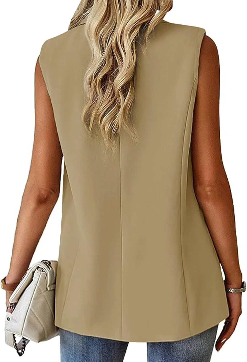 Sleeveless Blazer Vest for Women Spring 2025 Fashion Casual Lightweight Open Front Work Office Blazer Jackets with Pockets