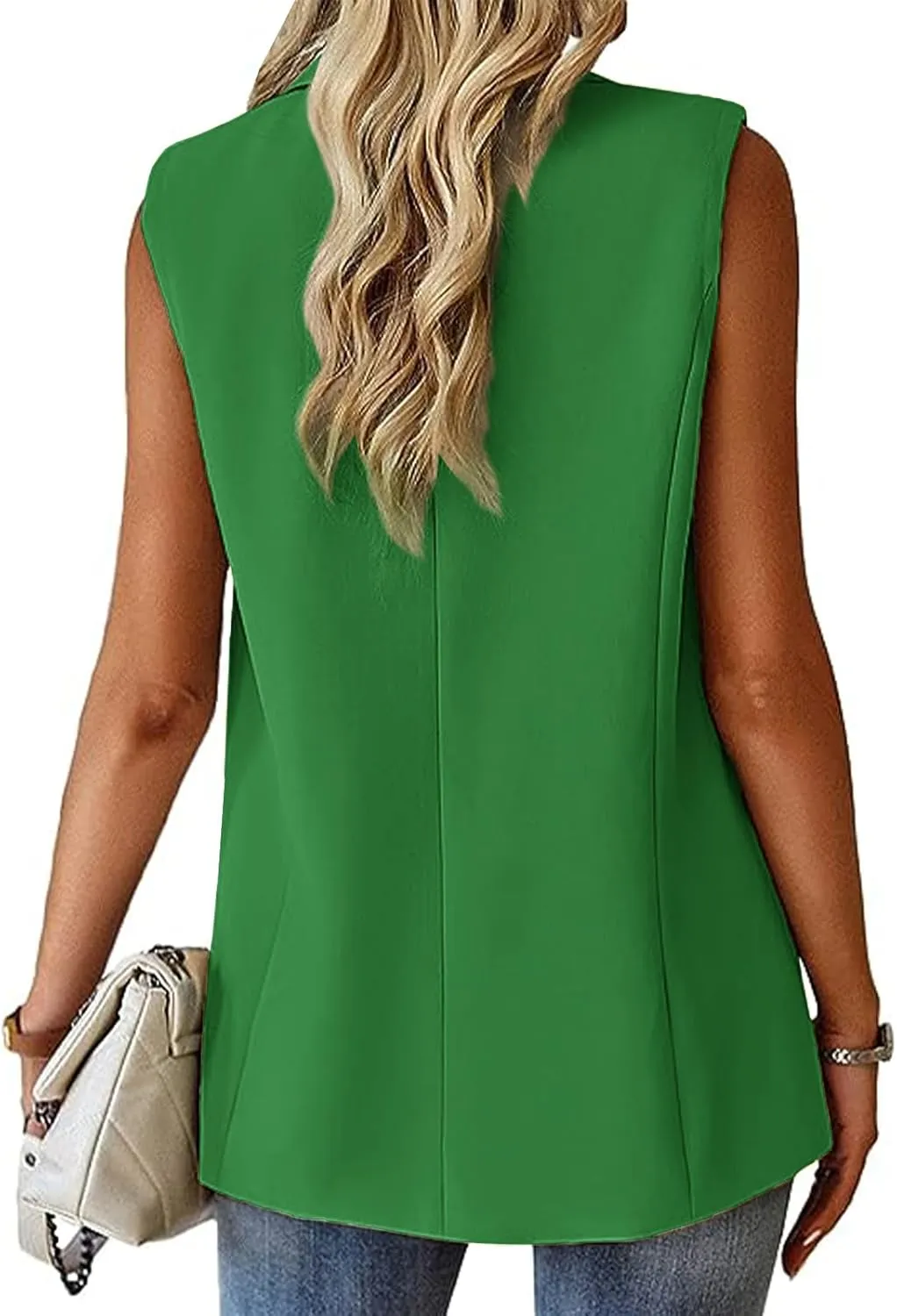 Sleeveless Blazer Vest for Women Spring 2025 Fashion Casual Lightweight Open Front Work Office Blazer Jackets with Pockets