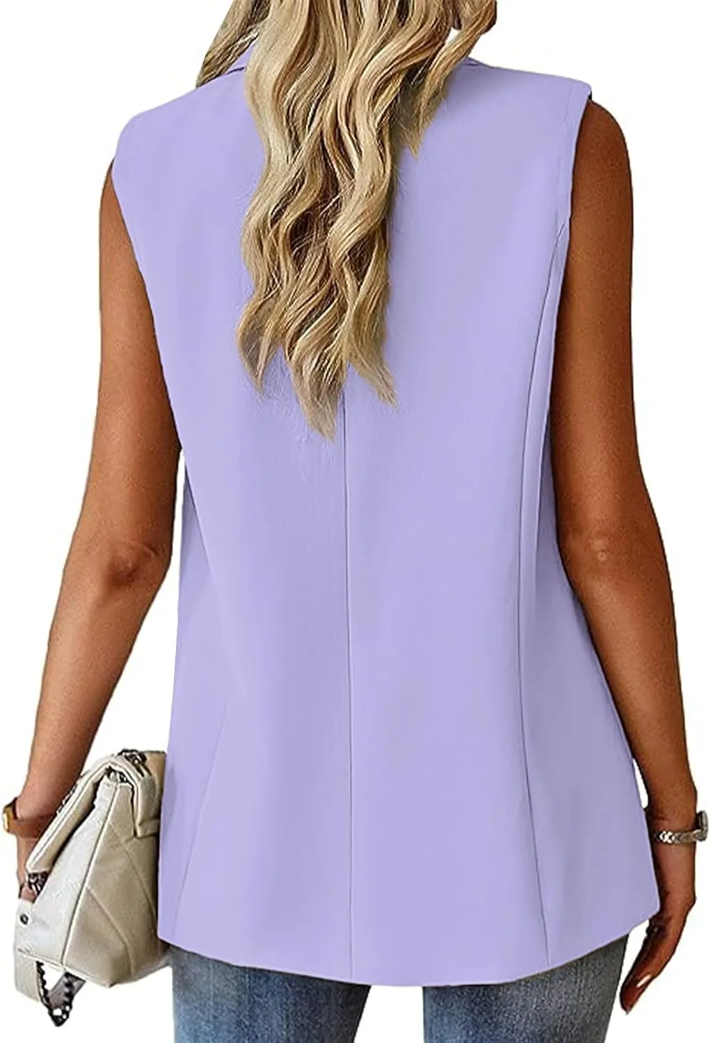 Sleeveless Blazer Vest for Women Spring 2025 Fashion Casual Lightweight Open Front Work Office Blazer Jackets with Pockets