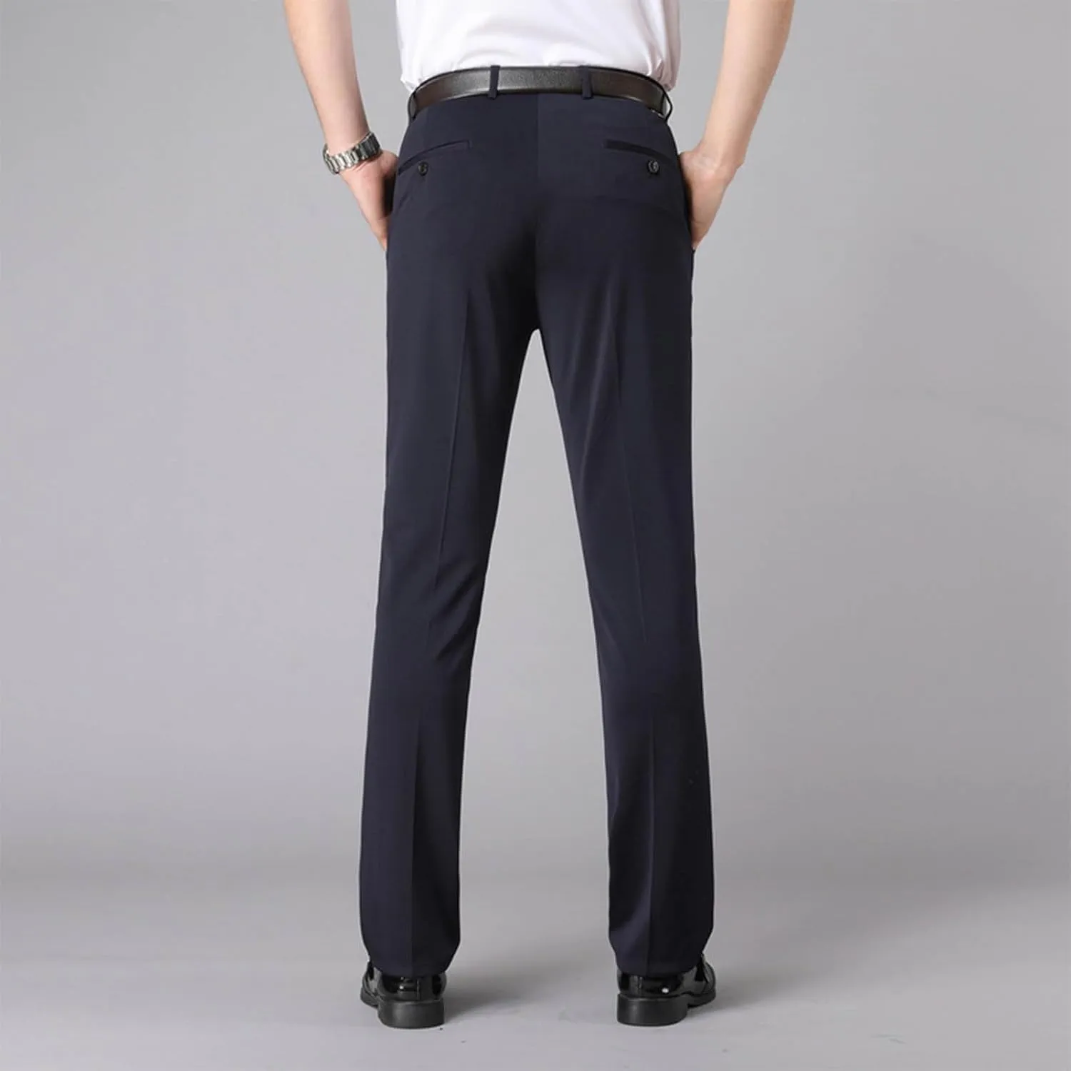 Slim Fit Straight Leg Office Pants for Men Thin Plain Business Casual Trousers Daily Going Out Work Suit Pant