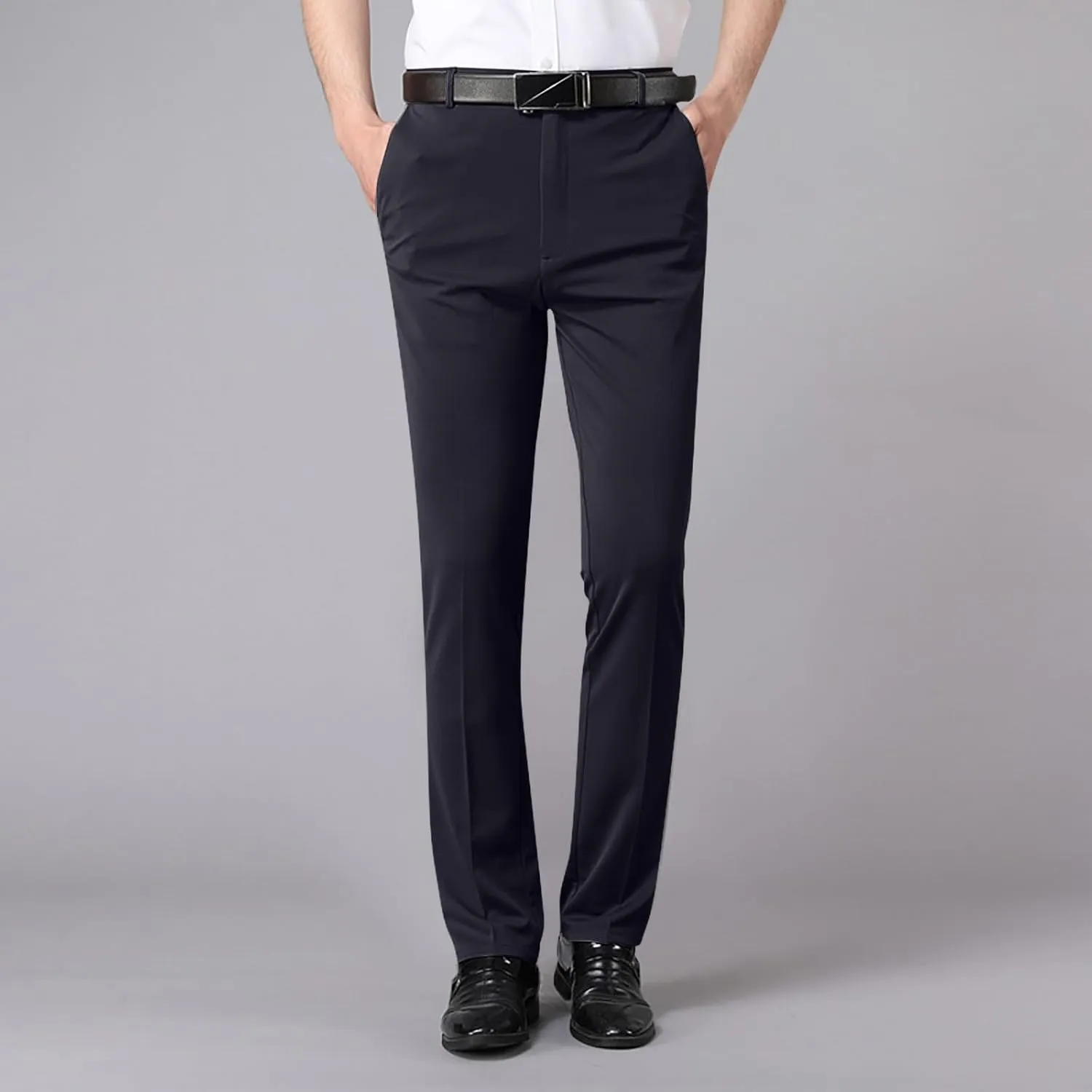 Slim Fit Straight Leg Office Pants for Men Thin Plain Business Casual Trousers Daily Going Out Work Suit Pant