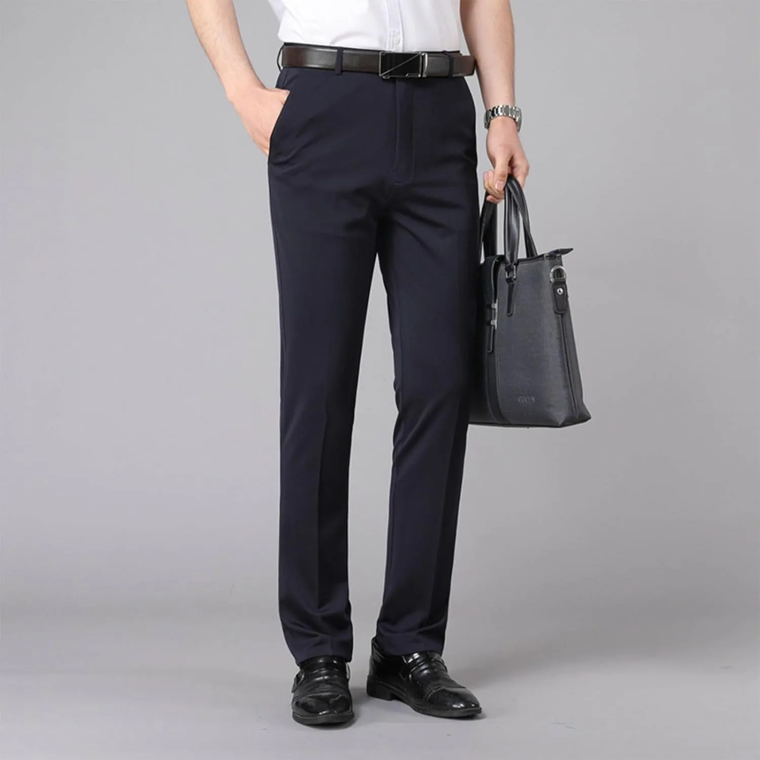 Slim Fit Straight Leg Office Pants for Men Thin Plain Business Casual Trousers Daily Going Out Work Suit Pant