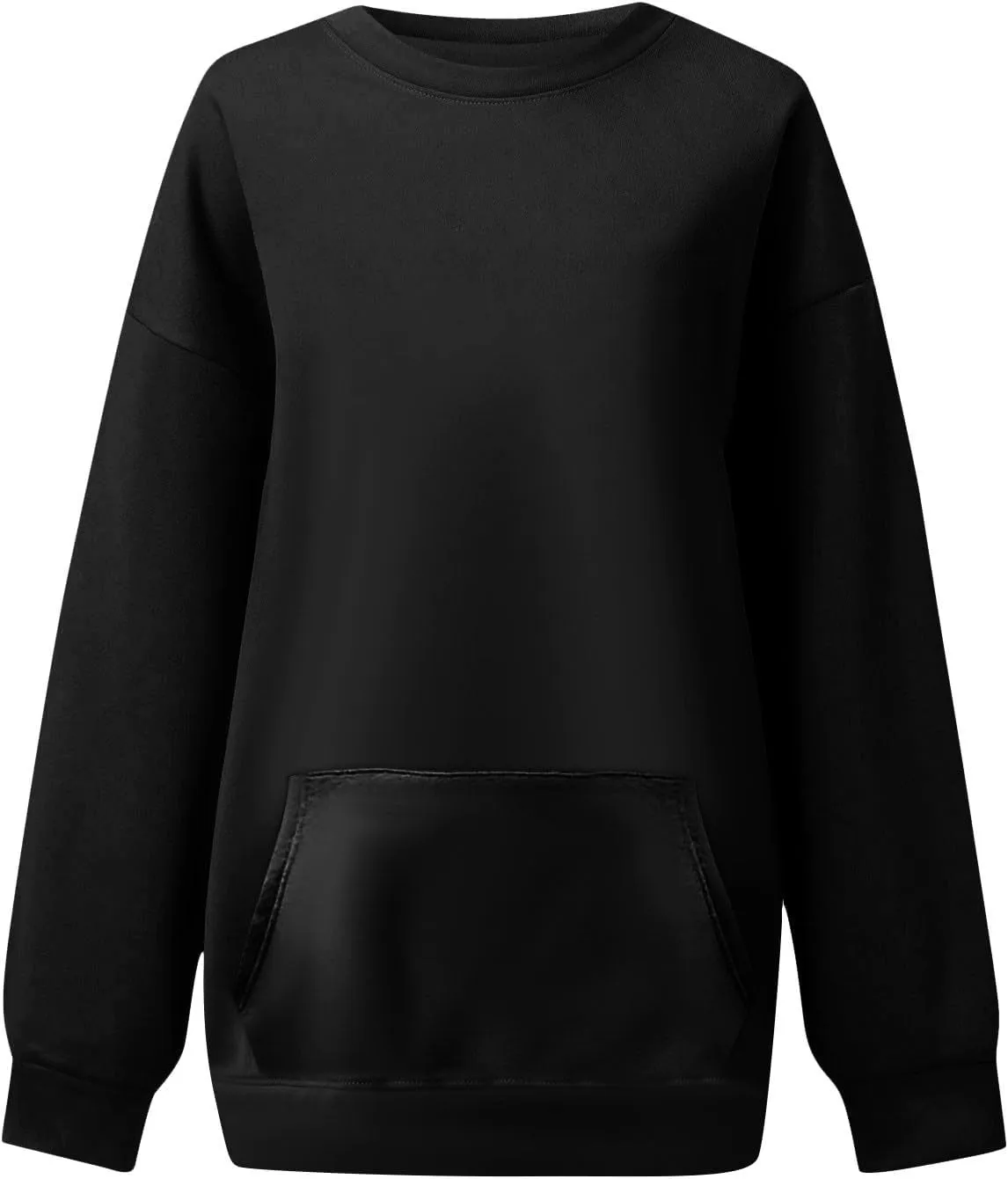 slqdgmryz Crewneck Sweatshirts Women Oversized Preppy Sweatshirt Plain Y2k No Hood Fleece Pullover Hoodie with Pockets