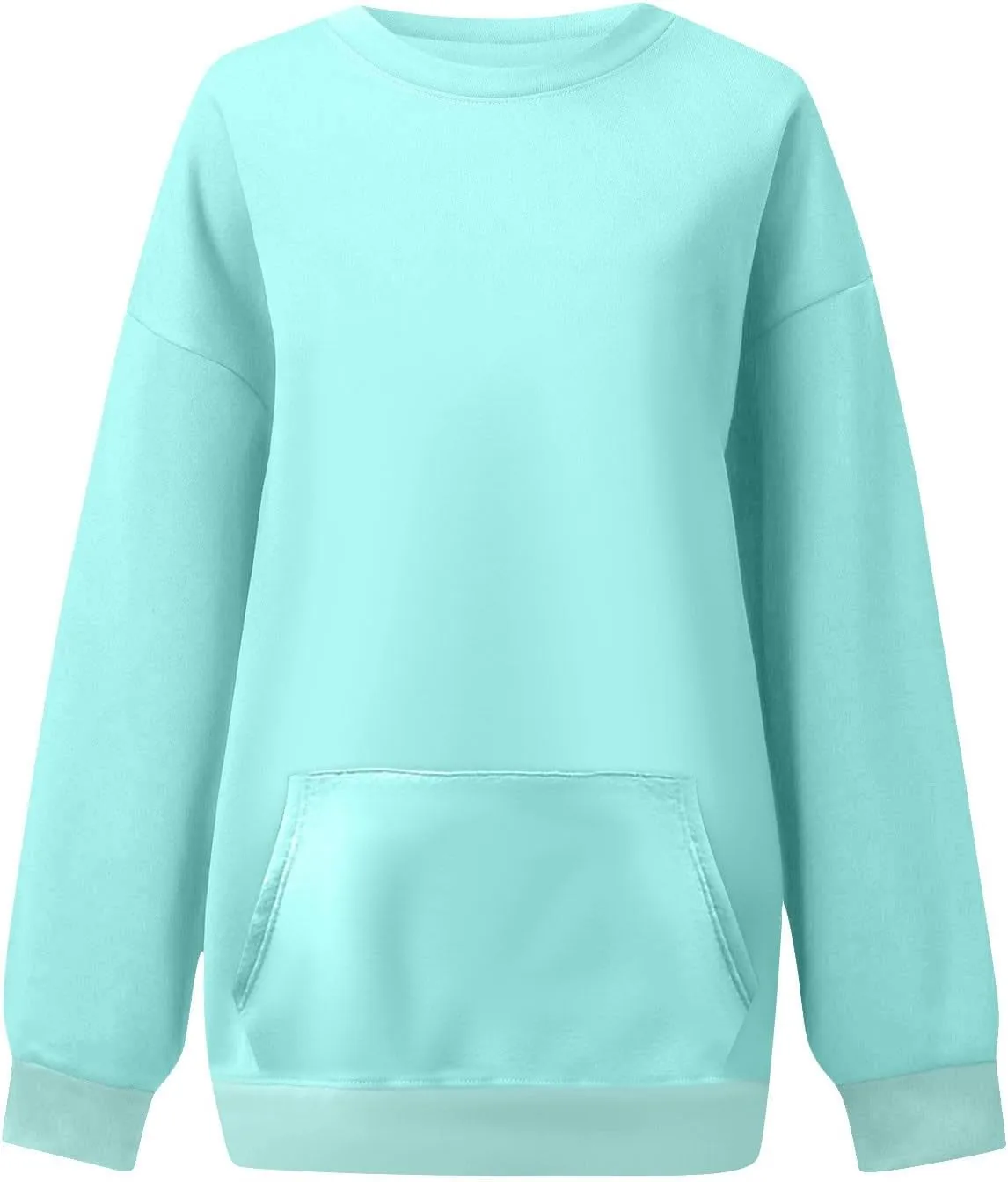 slqdgmryz Crewneck Sweatshirts Women Oversized Preppy Sweatshirt Plain Y2k No Hood Fleece Pullover Hoodie with Pockets