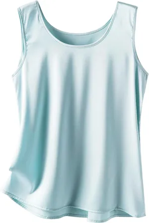 Snoly Women's Silky Satin Wide Strap Camisole Cowl Neck Camis Satin Tank Top Innerwear Silk Bottoming Shirt