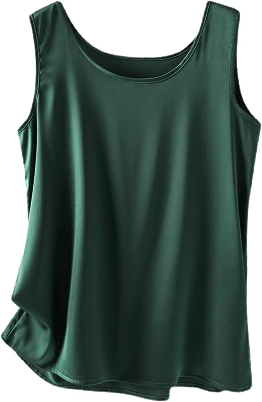 Snoly Women's Silky Satin Wide Strap Camisole Cowl Neck Camis Satin Tank Top Innerwear Silk Bottoming Shirt