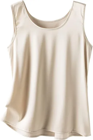 Snoly Women's Silky Satin Wide Strap Camisole Cowl Neck Camis Satin Tank Top Innerwear Silk Bottoming Shirt