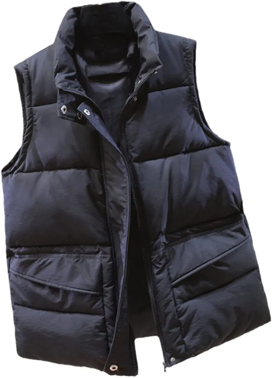 Solid Short Style Vest For Women Cotton Padded Women's Winter Sleeveless Jacket With Zipper Stand Collar Casual Coats