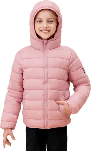 SOLOCOTE Girls Winter Coats Lightweight Water-Resistant Windproof Packable Hooded Down Like Padding Jacket 4-12 Years