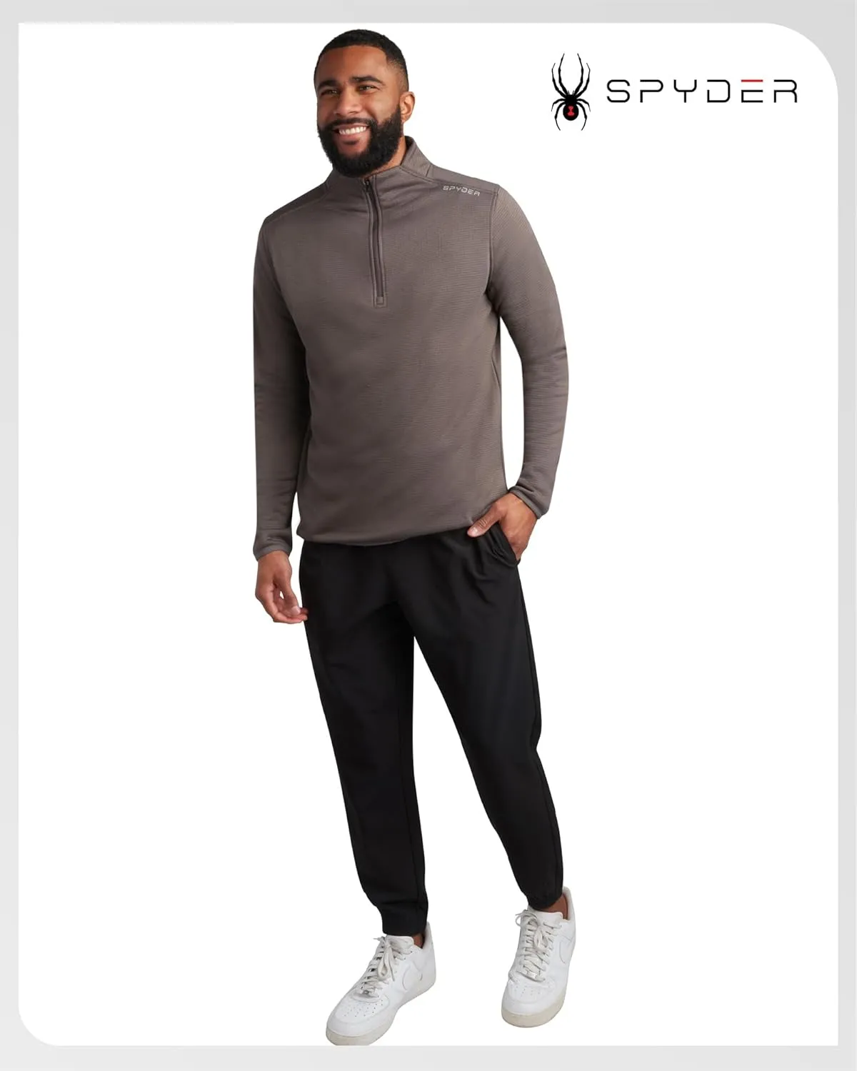 Spyder Mens Quarter Zip Pullover Sweatshirt - Athletic Fleece Sweater Quarter Zip Pullover Men - Mock Neck Sweatshirt for Men