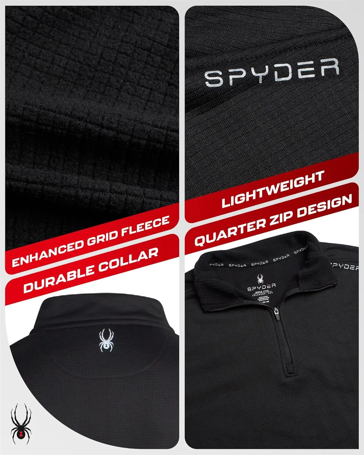 Spyder Mens Quarter Zip Pullover Sweatshirt - Athletic Fleece Sweater Quarter Zip Pullover Men - Mock Neck Sweatshirt for Men