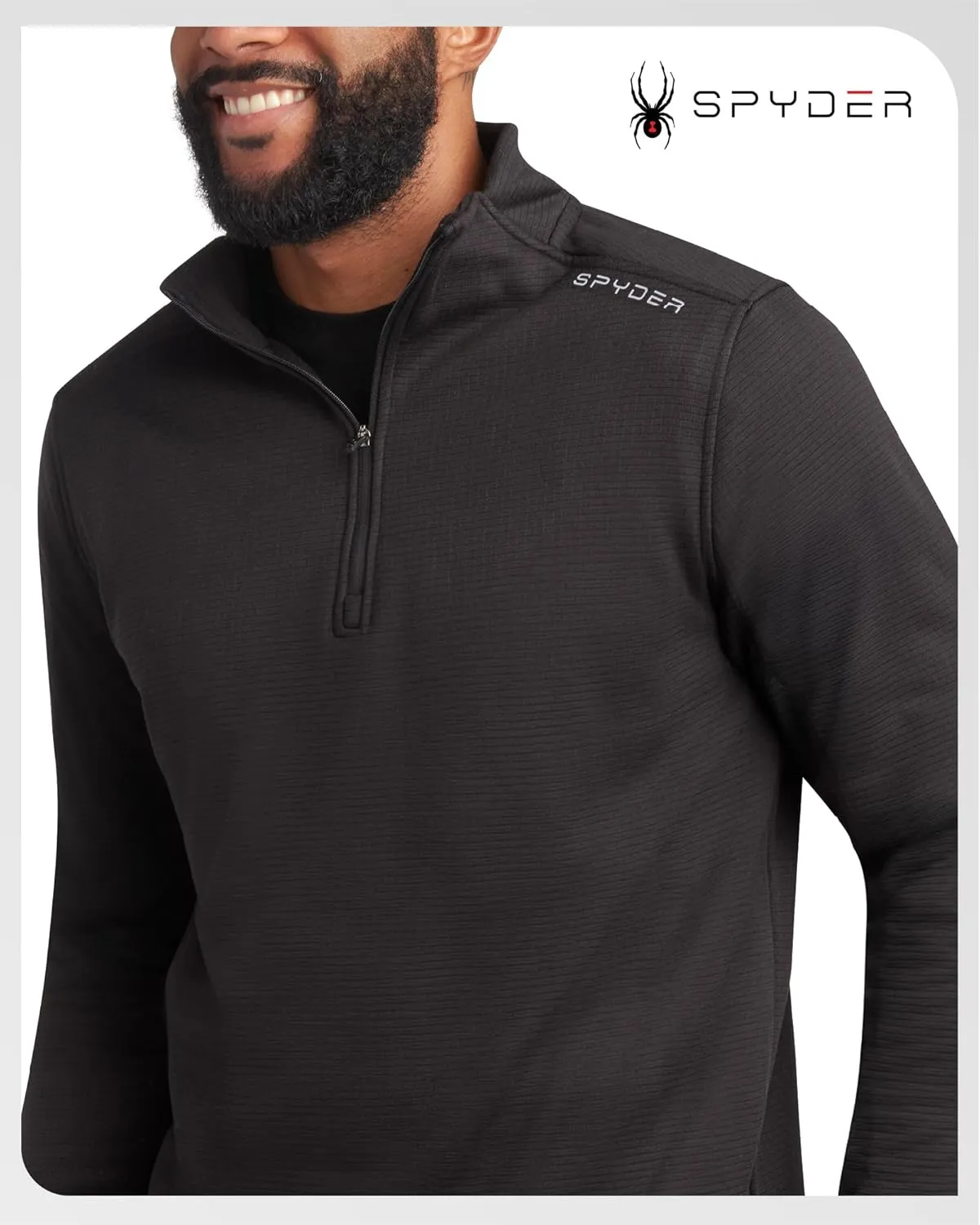Spyder Mens Quarter Zip Pullover Sweatshirt - Athletic Fleece Sweater Quarter Zip Pullover Men - Mock Neck Sweatshirt for Men