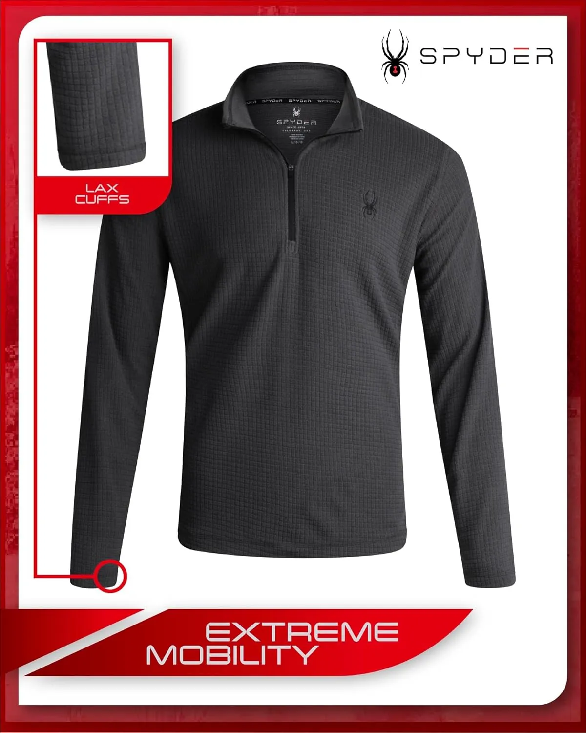 Spyder Mens Quarter Zip Pullover Sweatshirt - Athletic Fleece Sweater Quarter Zip Pullover Men - Mock Neck Sweatshirt for Men