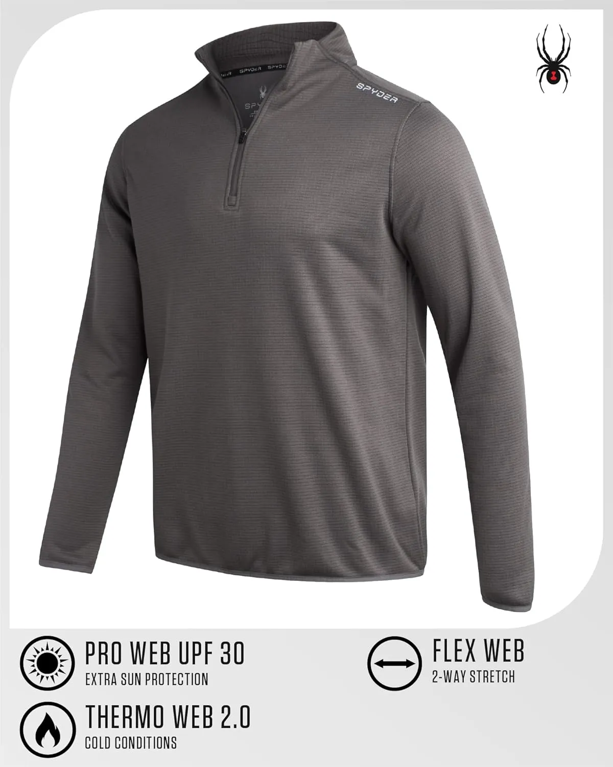 Spyder Mens Quarter Zip Pullover Sweatshirt - Athletic Fleece Sweater Quarter Zip Pullover Men - Mock Neck Sweatshirt for Men