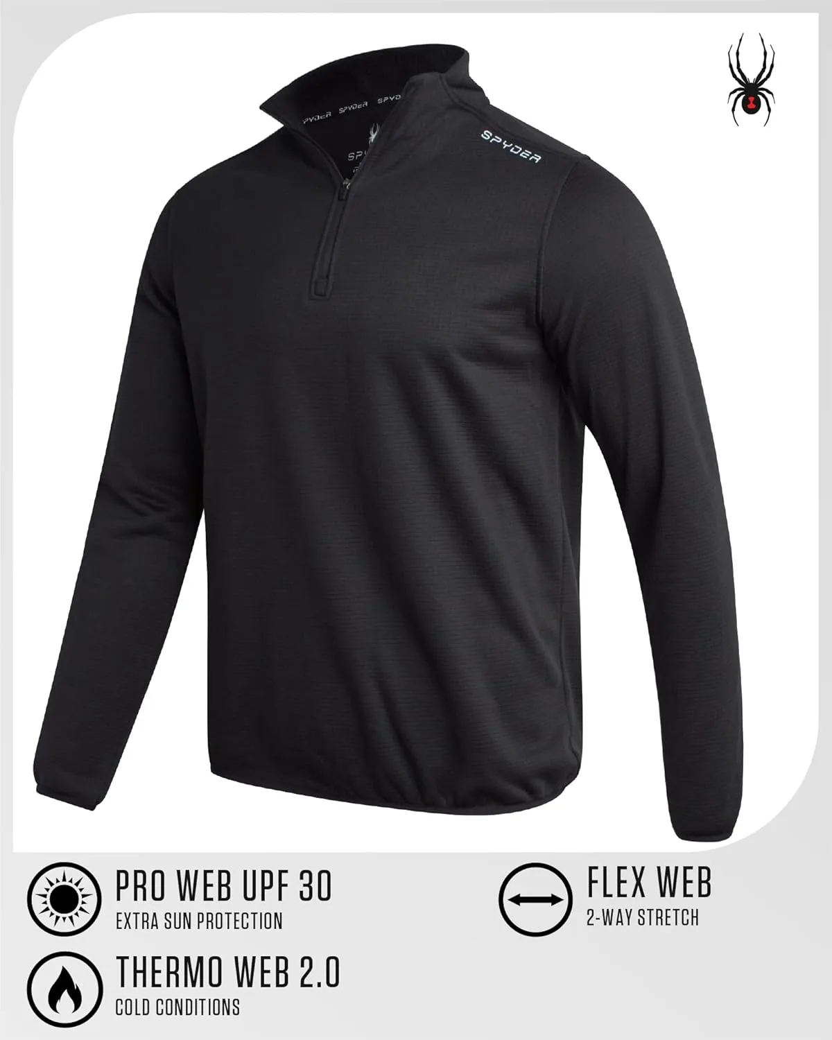 Spyder Mens Quarter Zip Pullover Sweatshirt - Athletic Fleece Sweater Quarter Zip Pullover Men - Mock Neck Sweatshirt for Men