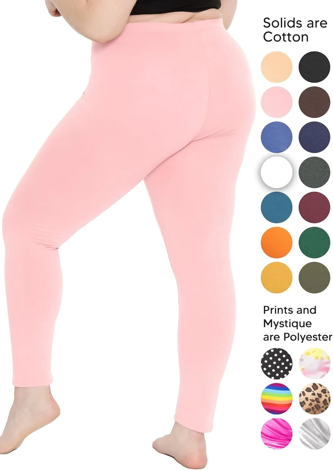 STRETCH IS COMFORT Women's Plus Size Knee & Full Length Cotton Leggings | X-Large - 7X