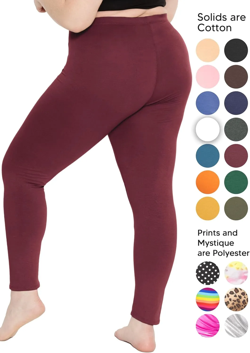 STRETCH IS COMFORT Women's Plus Size Knee & Full Length Cotton Leggings | X-Large - 7X