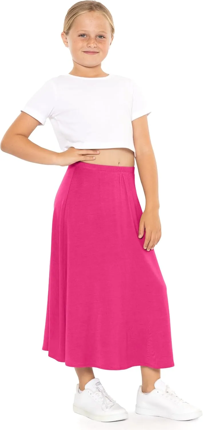 STRETCH IS COMFORT Youth Girls Flowy A-Line Skirt Knee Length and Ankle Length | Kids | Sizes 4-16