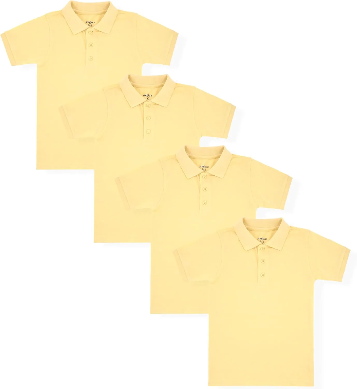 Studio 3 Boys - 4-Pack School Uniform Short and Long Sleeve Pique Polo Shirts