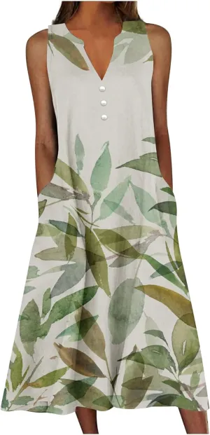 Summer Dresses for Women 2025 Casual Floral Midi Dress Holiday Beach Trendy Sundresses Plus Size Long Maxi Sun Dress