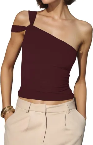 Summer One Shoulder Top for Women Going Out Asymmetric Y2k Strapless Tube Top Party Trendy Sleeveless Tops