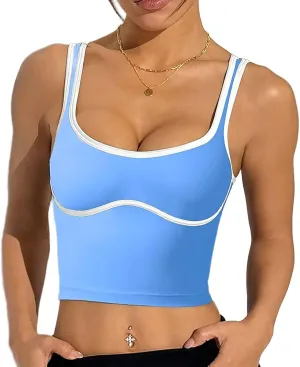 Summer Spaghetti Strap Black Crop Tank Tops for Women Y2K Style Sexy Low-Cut Sleeveless Strap Running Camisole