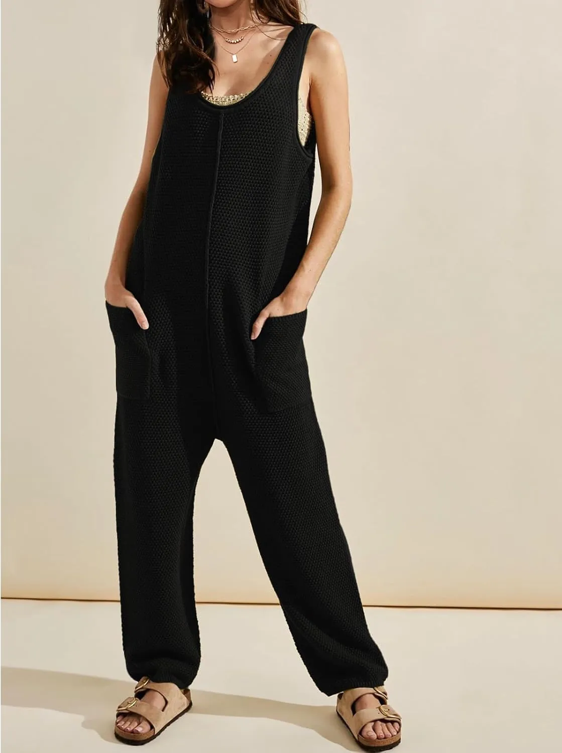 SuperPrity Jumpsuits for Women Casual 2024 Knit Overalls Baggy Harem Pants Romper Jumpers Summer Outfits Maternity Clothes