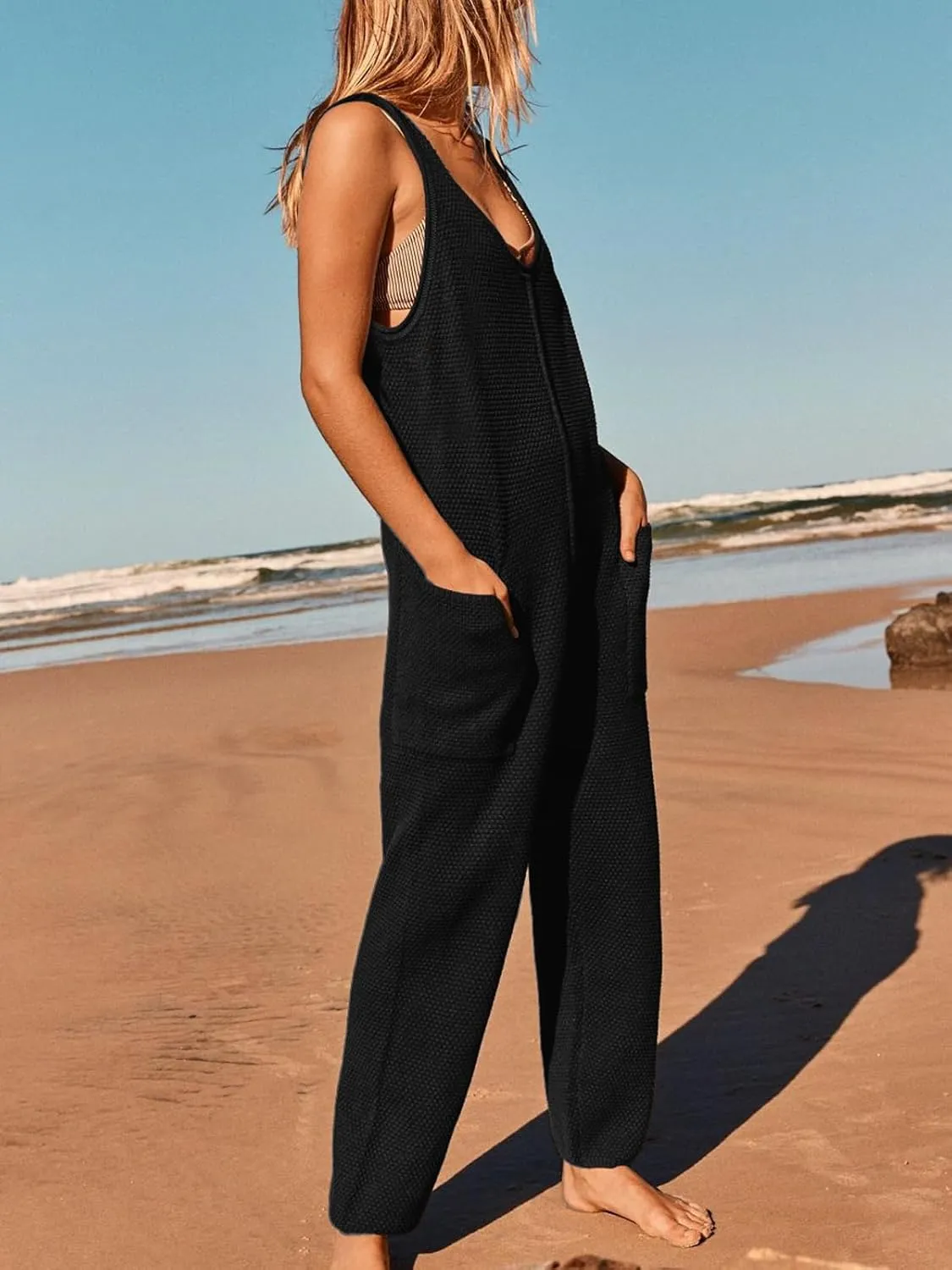SuperPrity Jumpsuits for Women Casual 2024 Knit Overalls Baggy Harem Pants Romper Jumpers Summer Outfits Maternity Clothes