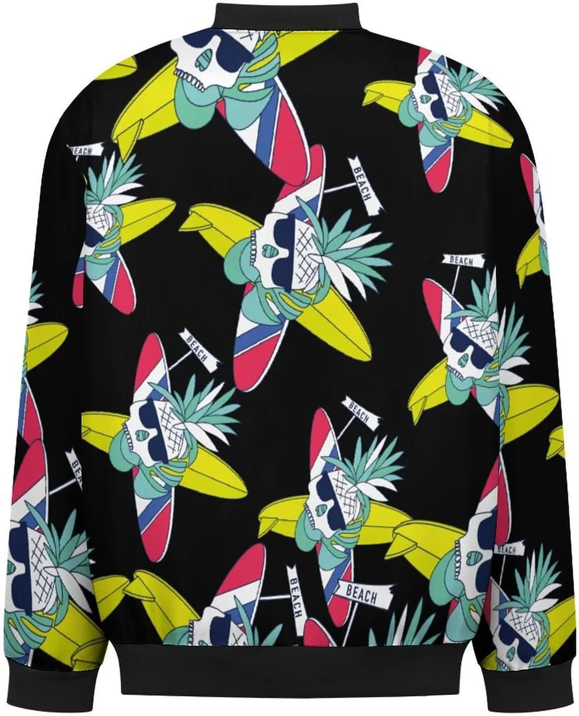 Surfboard Skull Pineapple Men's Bomber Jacket Lightweight Windbreaker Fashion Spring Fall Coats Casual Jackets for Men