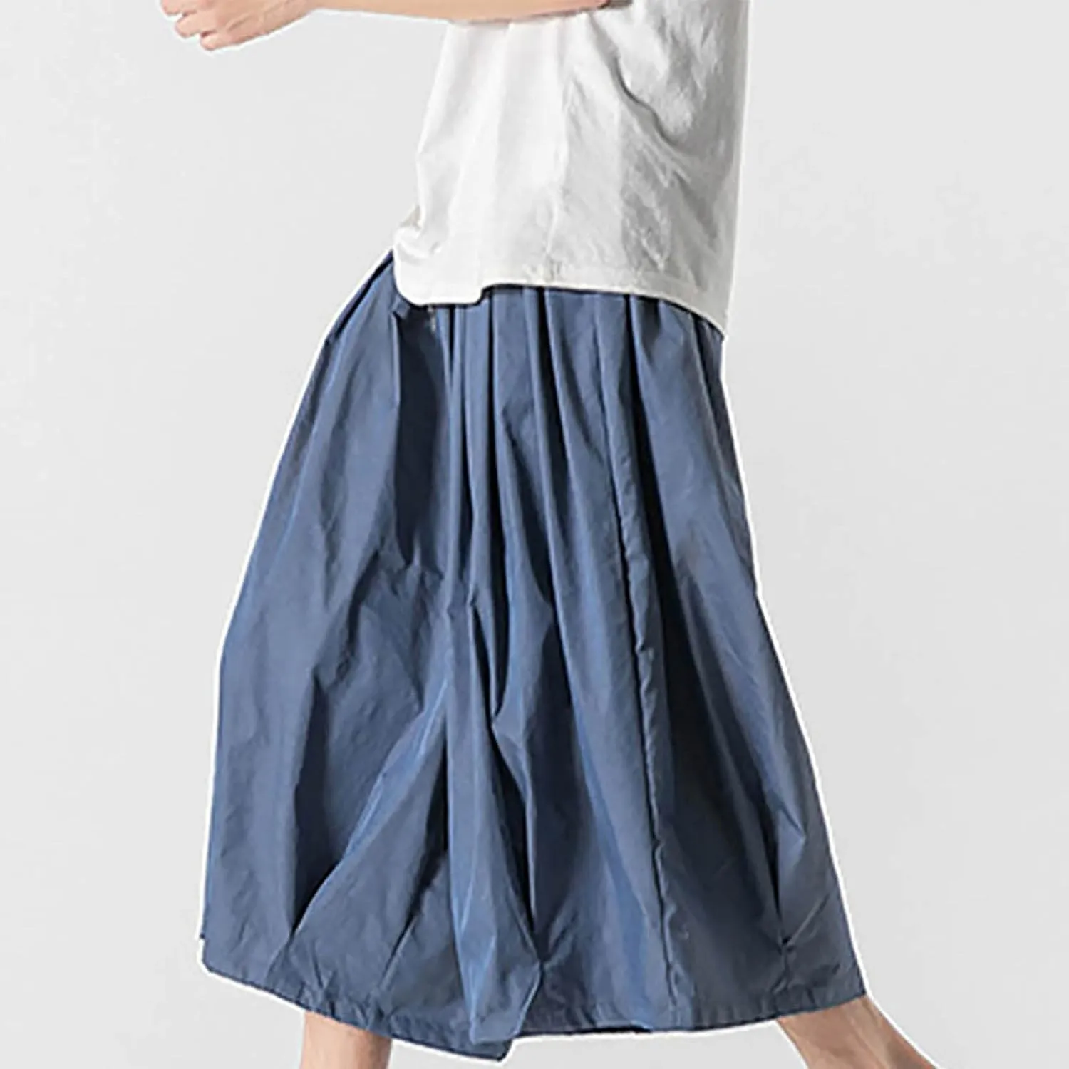 SUWBMHWE Harem Pants Baggy Linen Men Long Shorts Summer Beach Trouser Hippie Lounge Japanese for Graphic Wide-Leg Trousers