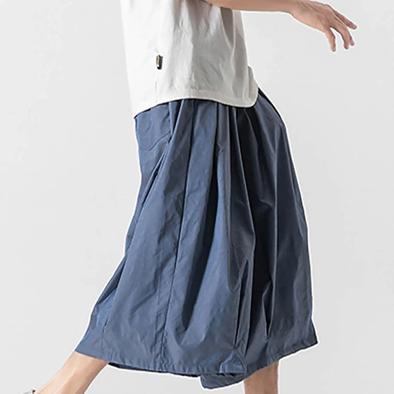 SUWBMHWE Harem Pants Baggy Linen Men Long Shorts Summer Beach Trouser Hippie Lounge Japanese for Graphic Wide-Leg Trousers
