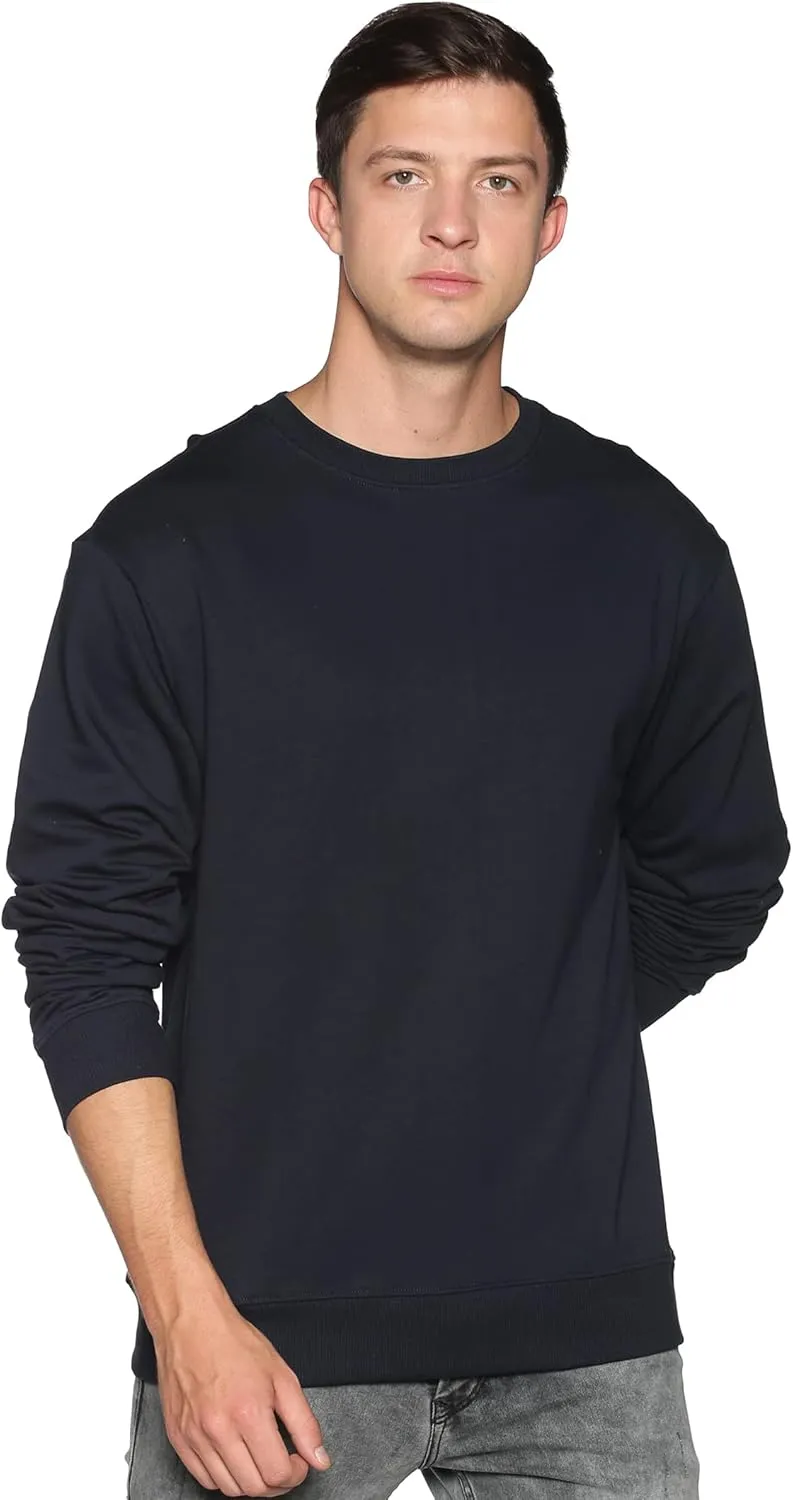 Sweatshirt for Mens 100% Cotton Crewneck Long Sleeve Heavyweight Regular Fit Pullover Warm Plain Top