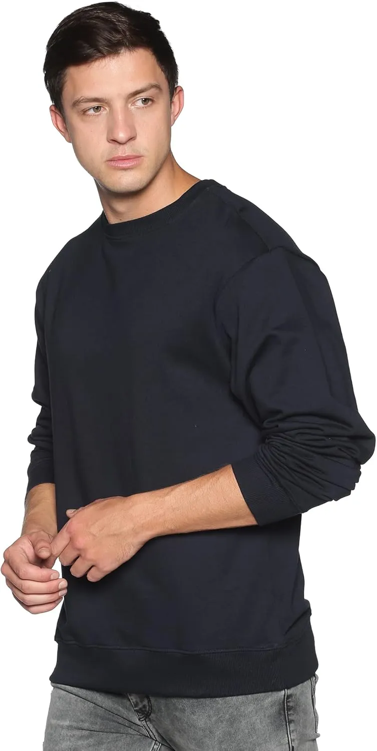 Sweatshirt for Mens 100% Cotton Crewneck Long Sleeve Heavyweight Regular Fit Pullover Warm Plain Top