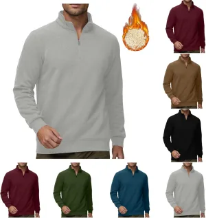 Sweatshirts for Men Half Zip Mock Neck Long Sleeve Pullover Fleece Quarter Zip Hoodie Mens Winter Clothes 2024