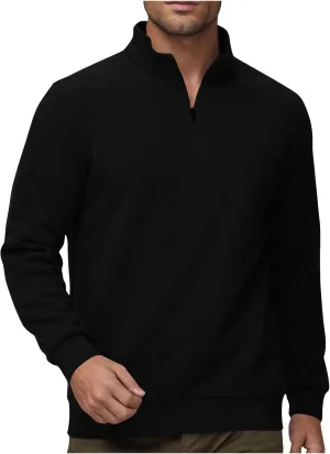 Sweatshirts for Men Half Zip Mock Neck Long Sleeve Pullover Fleece Quarter Zip Hoodie Mens Winter Clothes 2024