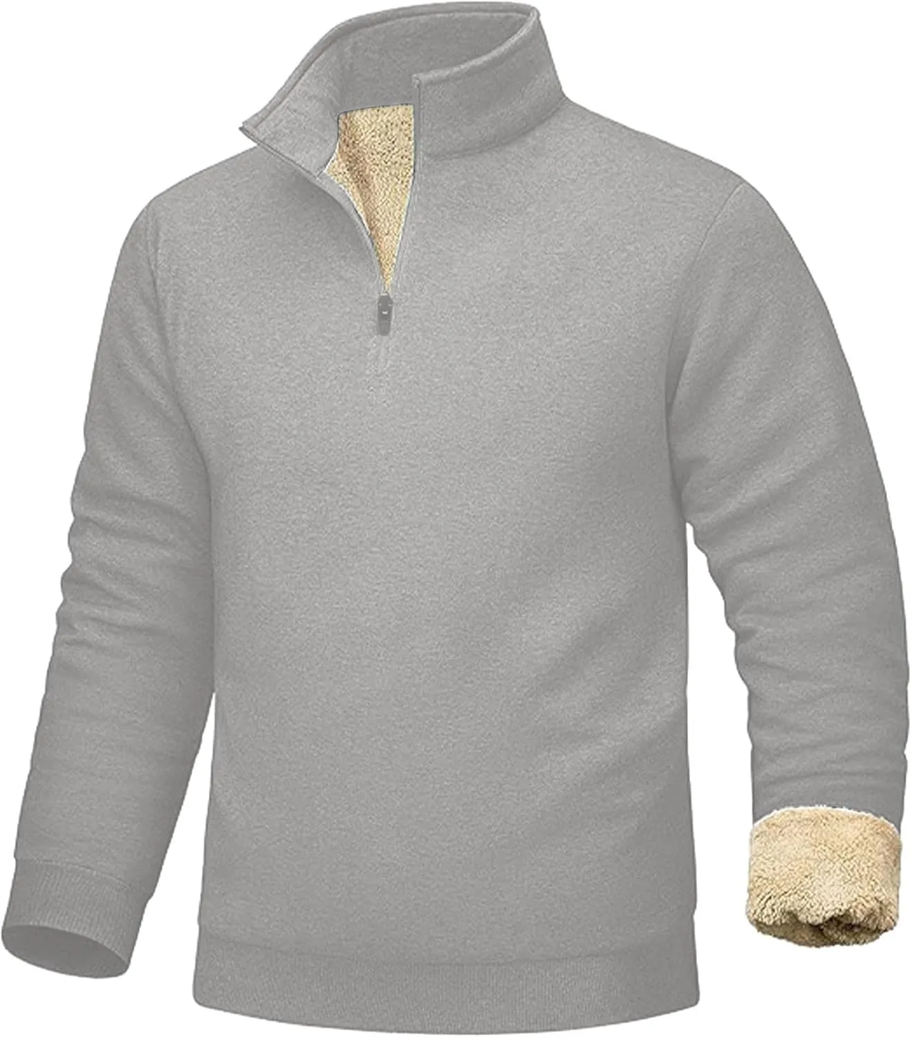 Sweatshirts for Men Half Zip Mock Neck Long Sleeve Pullover Fleece Quarter Zip Hoodie Mens Winter Clothes 2024