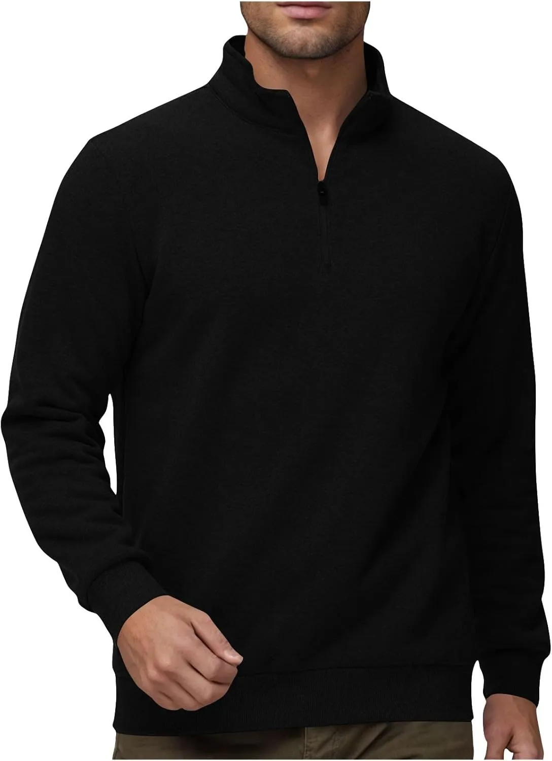 Sweatshirts for Men Half Zip Mock Neck Long Sleeve Pullover Fleece Quarter Zip Hoodie Mens Winter Clothes 2024