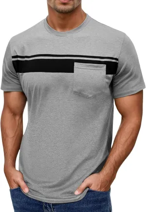 T Shirts for Men Short Sleeve Round Neck Striped Printed Casual T-Shirt Pullover Top Crew Neck T Shirts for Men
