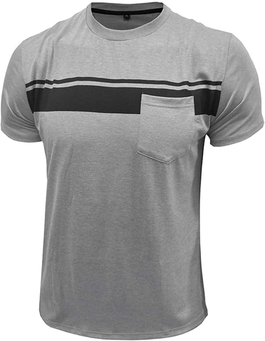 T Shirts for Men Short Sleeve Round Neck Striped Printed Casual T-Shirt Pullover Top Crew Neck T Shirts for Men