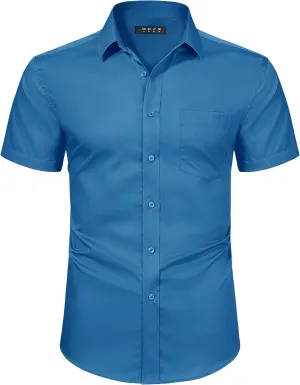 TACVASEN Men's Dress Shirts Button Up Short Sleeve with Chest Pocket Cotton Shirt for Summer Casual Regular Fit