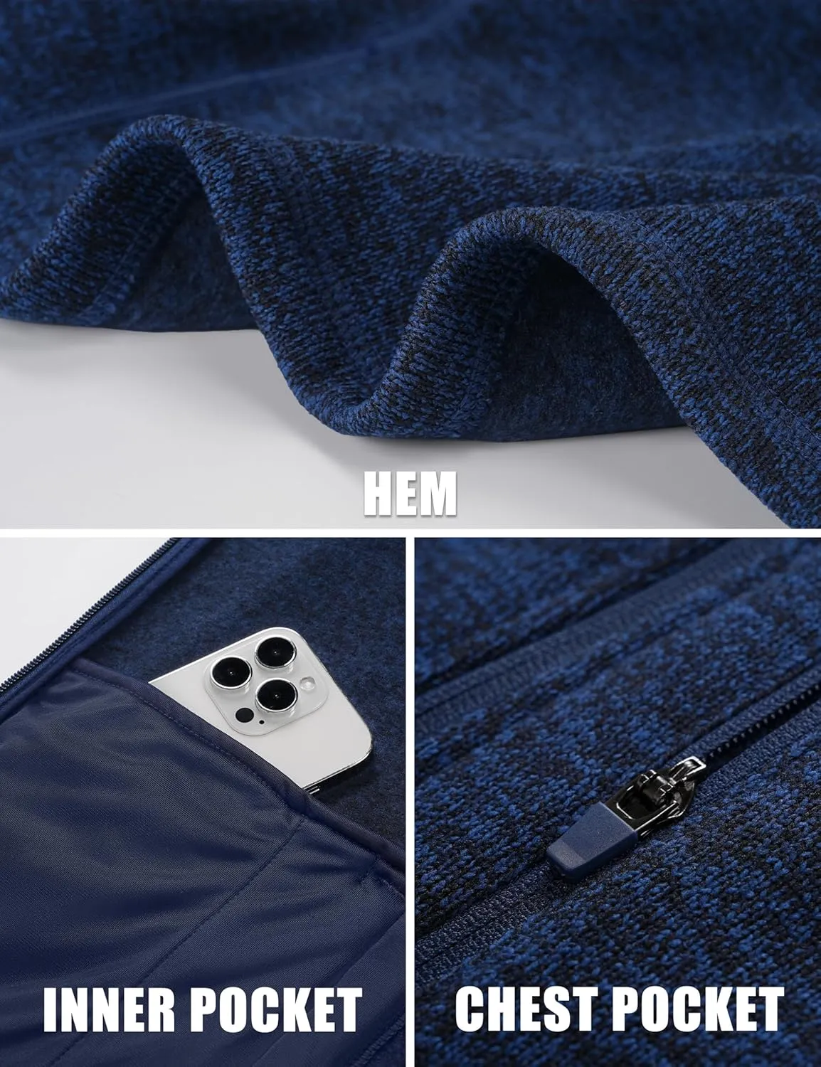 TACVASEN Men's Fleece Jackets Coats Lightweight Hiking Sweatshirts Full Zip Up Warm for Winter and Fall