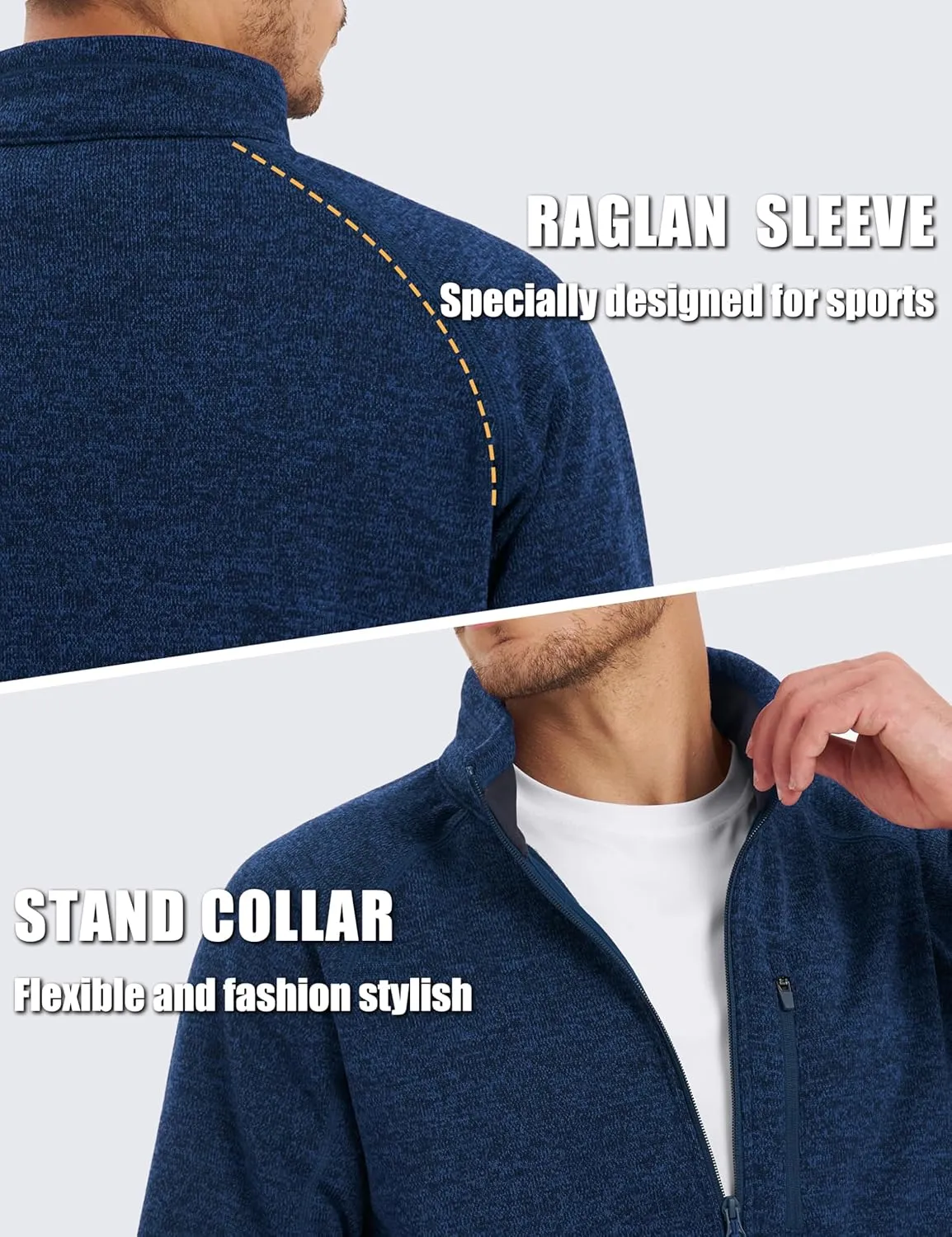 TACVASEN Men's Fleece Jackets Coats Lightweight Hiking Sweatshirts Full Zip Up Warm for Winter and Fall