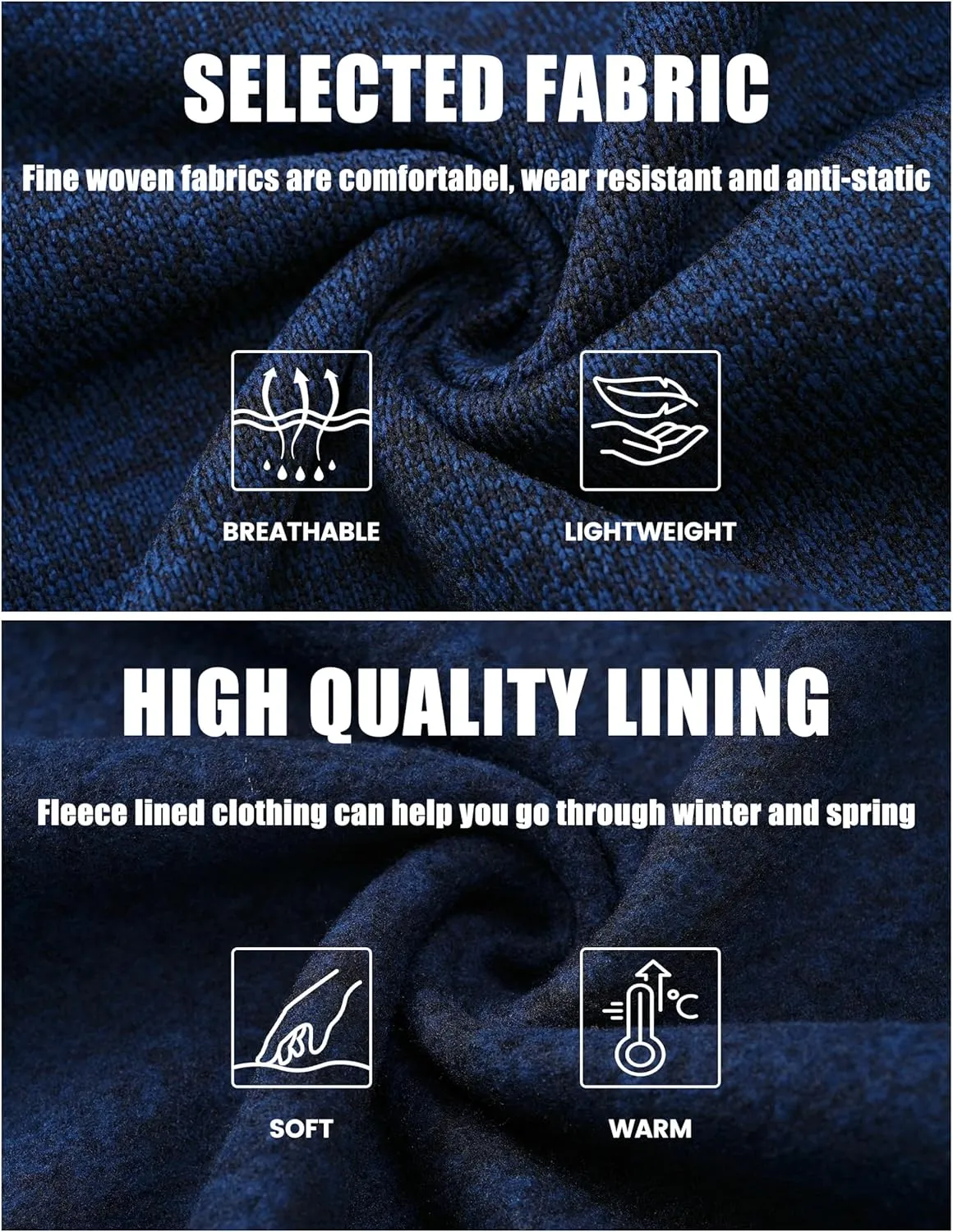 TACVASEN Men's Fleece Jackets Coats Lightweight Hiking Sweatshirts Full Zip Up Warm for Winter and Fall