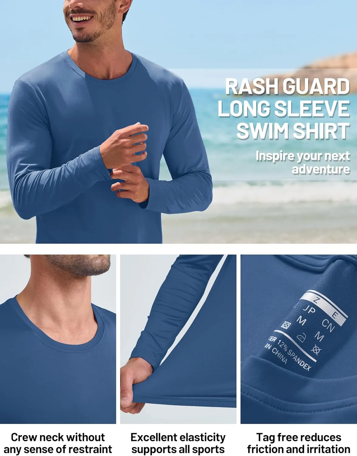 TACVASEN Men's Long Sleeve UPF 80  Shirts Sun Protection UV SPF Shirts Rash Guard Fishing Running Quick Dry Lightweight