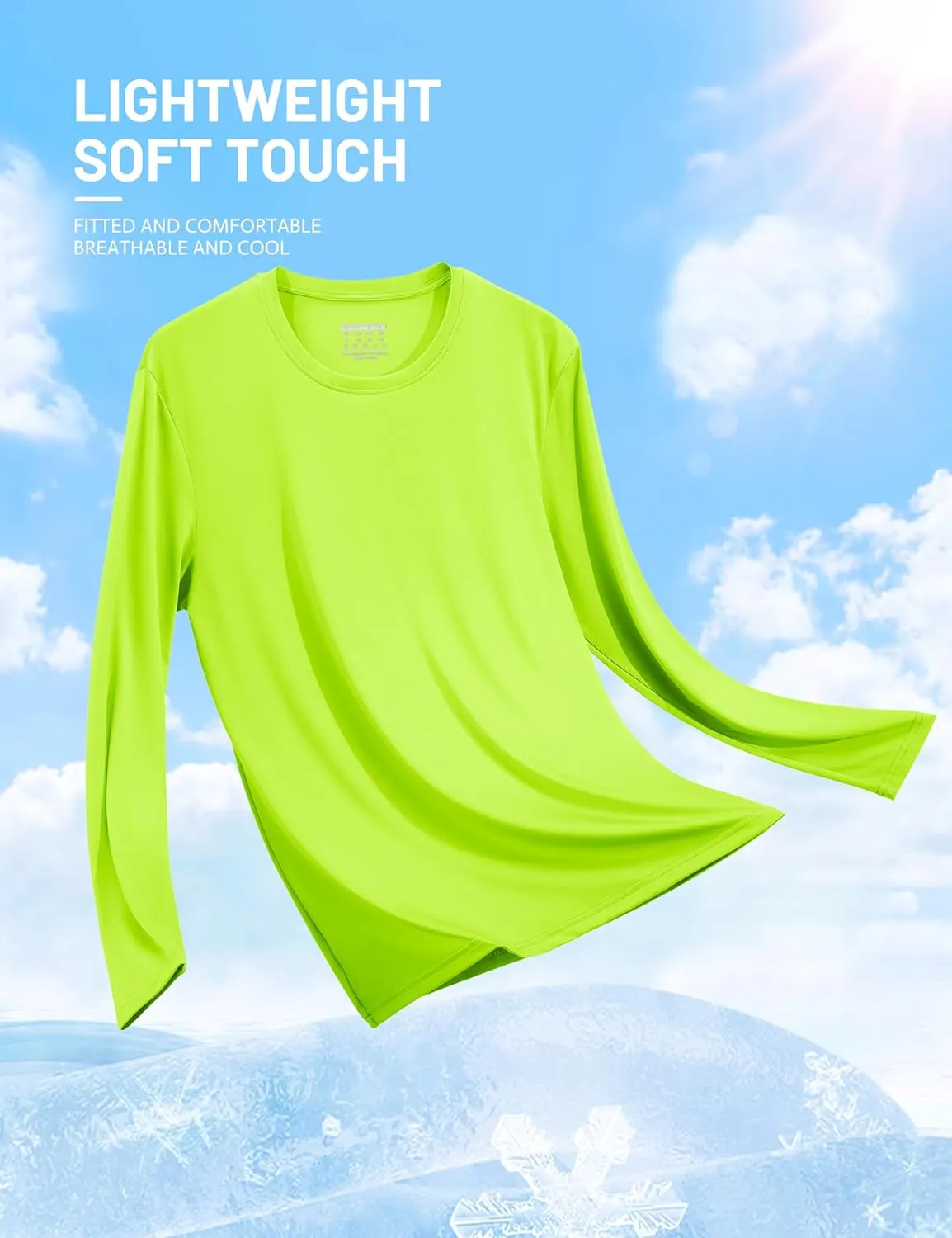 TACVASEN Men's Long Sleeve UPF 80  Shirts Sun Protection UV SPF Shirts Rash Guard Fishing Running Quick Dry Lightweight